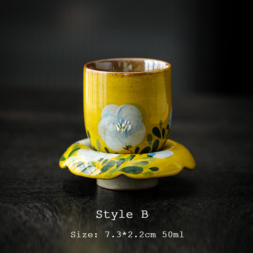 Hand-painted Camellia Ceramic Tea Cup