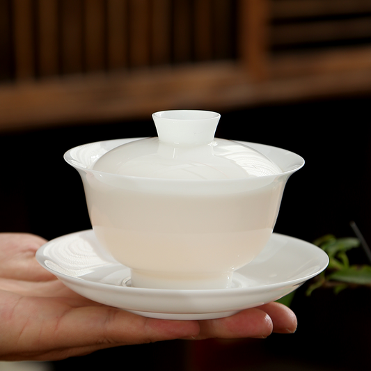 Mutton Fat Ice Jade Porcelain Gaiwan