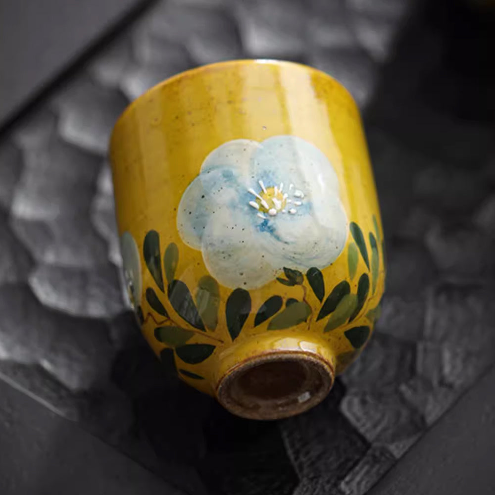 Hand-painted Camellia Ceramic Tea Cup