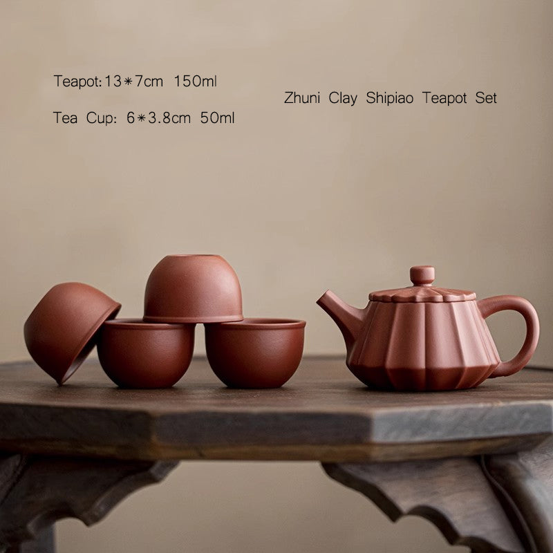 Zhuni Clay "Vertical Shipiao" Teapot Set 150ml